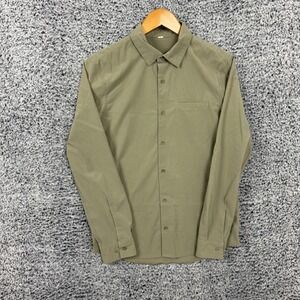 Lululemon Shirt Mens Medium Green Button Up Long Sleeve Vented Hem Stretch